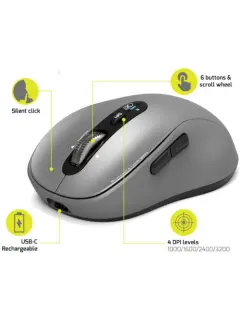 Port miš EXPERT Bluetooth & MAC, punjivi, sivi