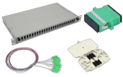 NFO Patch Panel 1U 19" Pull-out - Singlemode 24x SC APC Duplex Adapter Pigtail kazeta SET