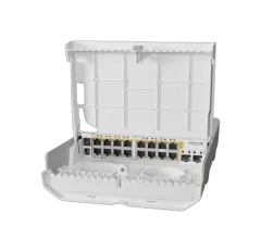 MikroTik (CRS318-16P-2S OUT) outdoor 18 port switch with 16 Gigabit PoE-out ports and 2 SFP