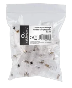 Gembird Cat5e Cat6 pass-through modular UTP plug 8P8C, 50 pcs