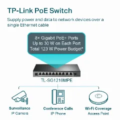 TP-Link 10-Port Gigabit Easy Smart Switch, 8-Port PoE , 1x Combo GbSFP