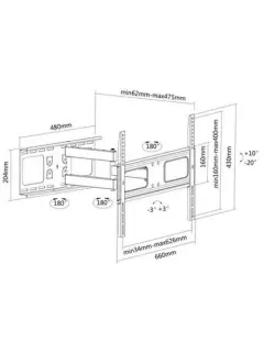 Manhattan TV nosač zidni 37"-70", do 50kg, crni