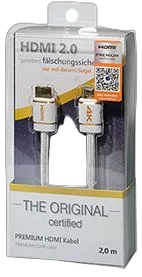 Transmedia HDMI Premium Certified Cable 1,5m white nylon braided blister packaging