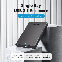Vention 2.5 Inch SATA Hard Drive Enclosure (USB 3.1 Gen 2-C) Black