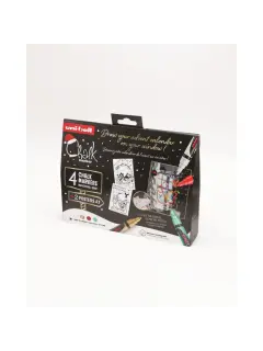 Marker Uni božićni gift set Chalk kreda marker (traditional) pwe-5m 4 kom + 2 šablone u kutiji (set 03) 4/1 302422407