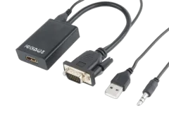 Gembird VGA to HDMI adapter cable, 0,15m, black