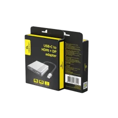 Gembird USB-C to HDMI DP adapter, 4K 60Hz, black