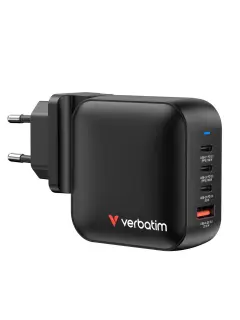 Punjač zidni Verbatim Mini GaN #32231 100 W, 4 priključka; 2xUSB-C PD 100 W/1xUSB-C PD 20 W/1x USB-A QC 3.0 (EN/UK/US)