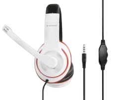 Gembird Stereo headset, white and black color with red ring