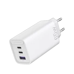 Vention 3-port USB (C C A) GaN Charger (65W 30W 30W) EU-Plug, White