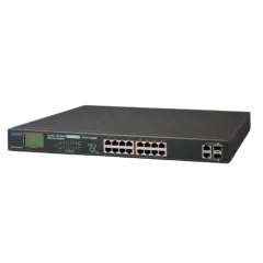 Planet 20 Port LCD managed PoE Switch (16x 100mbps 802.3at PoE (300W) 2x GbE 2x 1G SFP) Rackmount Switch