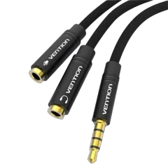 Vention 3.5mm Male to 2*3.5mm Female Stereo Splitter Cable 0.3M Black