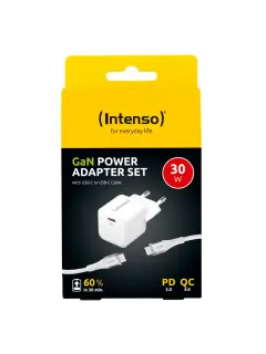 Punjač zidni Intenso #7803042, W30C GaN + C315C kabel, 30W bijeli