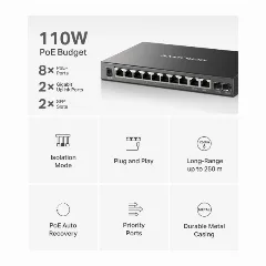 Mercusys 12-Port Gigabit Desktop Switch with 8-Port PoE