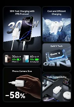 Vention 1-Port USB-C GaN Charger 30W EU-Plug