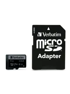 Memorijska kartica Verbatim #47042 micro SDXC 64GB Pro U3, V30, Class10 + Adapter