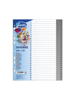 Pregrada plastična Forofis A4+ brojevi 1-31 siva PP 91291