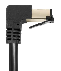Transmedia Cat6A SFTP Patch Cable, RJ45 plug angled down, 1,5 m