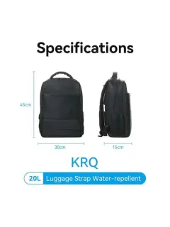 Vention Water-Repellent Laptop Backpack Black, 20L