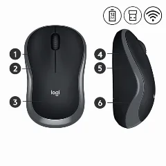 Logitech M185 bežični optički miš, siva