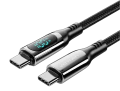 Vention Cotton Braided USB 2.0 C Male to C Male 5A Cable With LED Display 1,2m