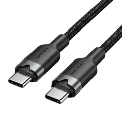 Vention USB 2.0 Type-C Male to Type-C Male 3A Cable 1M Black Aluminum Alloy Type