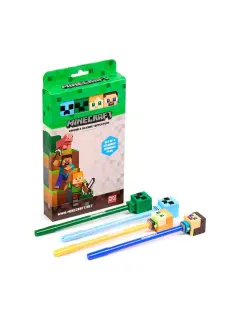 Set od 4 kemijske olovke Puckator piši briši s Minecraft Chibi silikonskim ukrasom PEN314