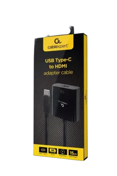 Gembird USB Type-C to HDMI adapter cable, 4K@30Hz, 15 cm, black