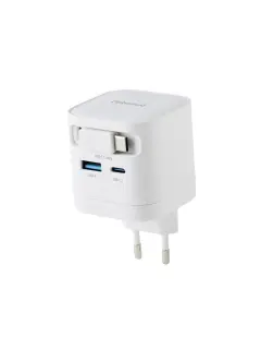 Punjač zidni Intenso #7806520, W65ACIC GaN, 1xUSB-A/1xUSB-C + uvlačivi kabel USB-C, 65 W, bijeli