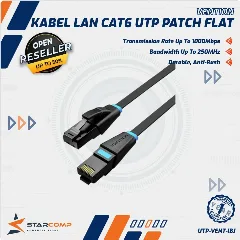 Vention Flat CAT.6 UTP Patch Cord Cable 10M Black