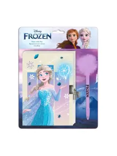 Set dnevnik s ključićem i kemijska olovka pom pom Frozen 564296