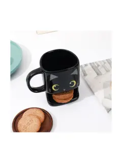 Šalica iTotal s džepom za keks Cat crna XL1901