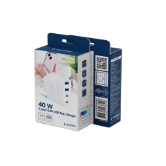 Gembird 4-port 40 W GaN USB PowerDelivery fast charger, white