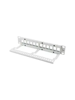 Lanberg Patch Panel Blank 12 Port 1U With Organizer For Keystone Modules Grey