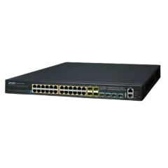 Planet 28-Port L3 PoE Stackable Managed Switch (24x 1GbE RJ45 802.3at PoE 4x 10G SFP Slots Stackable Managed Switch
