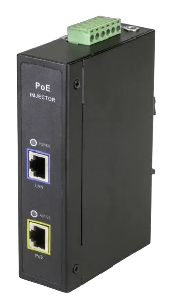 MaxLink DIN60 PoE injector - 12-48VDC, 802.3af at bt, 55V, 1.1A, 60W, 1Gbit