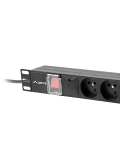 Lanberg PDU razvodna jedinica 19" 1U 16A 4X francuske utičnice + 4X IEC C13 utičnice crni, 2M Schuko