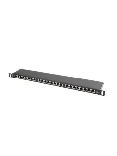 Lanberg Patch Panel 24 Port 0.5U 19" CAT.6 FTP With Cable Organizer Shielded Black