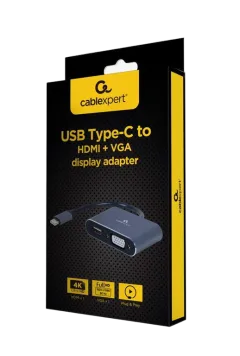 Gembird USB Type-C to HDMI VGA display adapter, space grey