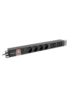 Lanberg PDU razvodna jedinica 19" 1U 16A 4X francuske utičnice + 4X IEC C13 utičnice crni, 2M Schuko