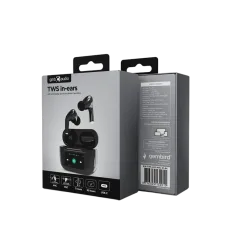 Gembird BT TWS in-ears with LCD display and Active Noise Cancelling, Black