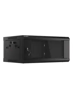 Lanberg 19" Wall-Mount 4U/600X450 (Flat Pack) With Glass Door Black V2