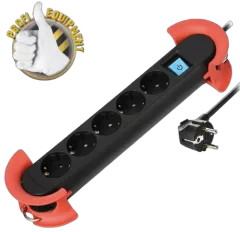 Transmedia 5-way power strip, black, 5m