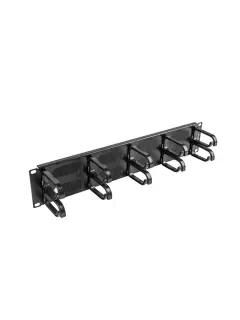 Lanberg 19" Cable Management Brush Panel 10 Rings Type B 2U Black
