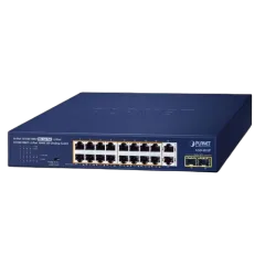 Planet 16-Port 10 100 1000T 802.3at PoE 2-Port 10 100 1000T 2-Port 1000X SFP Desktop Rackmount Switch