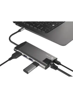 Natec USB-C Multiport Adapter 8 IN 1 Fowler Plus Hub USB 3.0 3X, HDMI 4K, USB-C PD, RJ45, SD, Micro