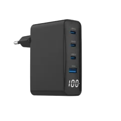 Gembird 4-port 100W GaN USB fast charger, LCD, black