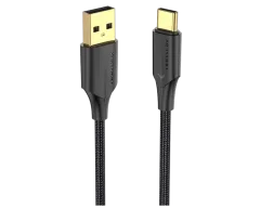 Vention Nylon Braided USB 2.0 C Male to C Male 3A Cable 2M Black LED Type