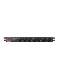 Lanberg Power Distribution Unit (PDU) PRO 19" 1U 16A 2M 7X Schuko Outlets SPD-3MP Black