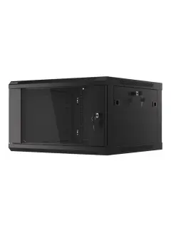 Lanberg Rack Cabinet 19" Wall-Mount 6U/600X600 (Flat Pack) With Glass Door Black V2